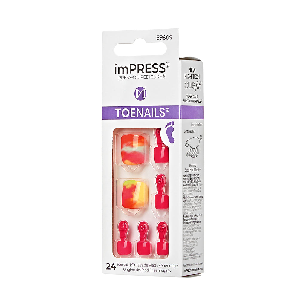 KISS imPRESS Square Press-On Toenails, Pink, 24 Pieces