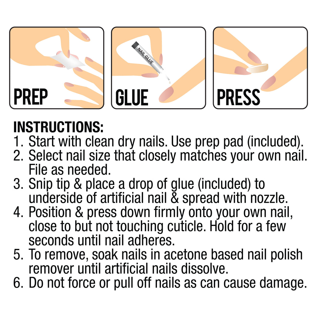 L.A. COLORS Nail Frill Artificial Nail Tips, Marble-ous Mani, 33 Pieces