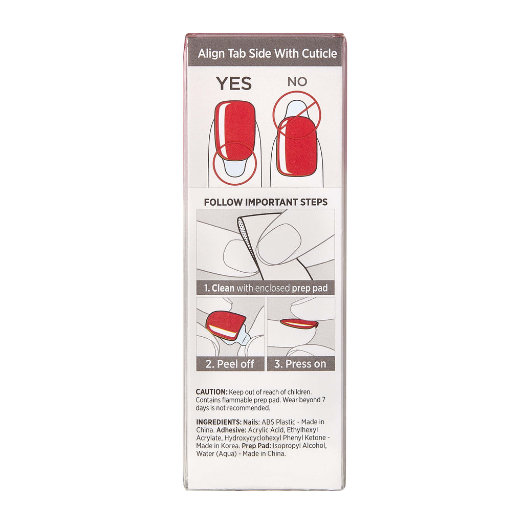 KISS imPRESS  Press on Nails, Reddy or Not, Red, Short Squoval, 30 Count