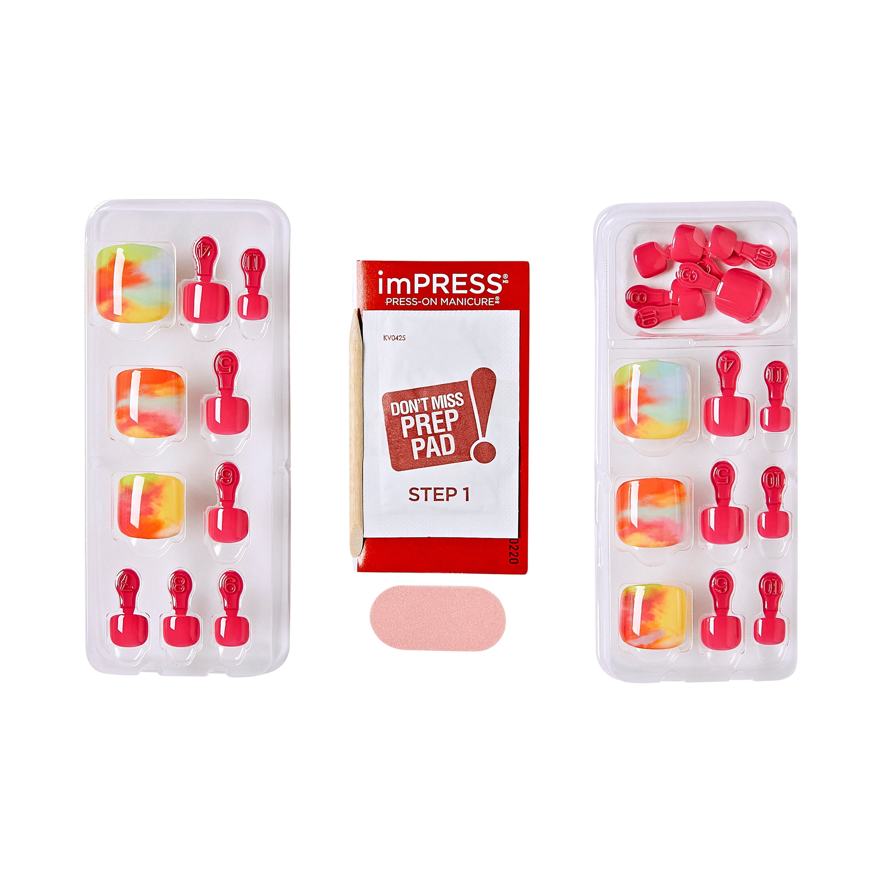 KISS imPRESS Square Press-On Toenails, Pink, 24 Pieces