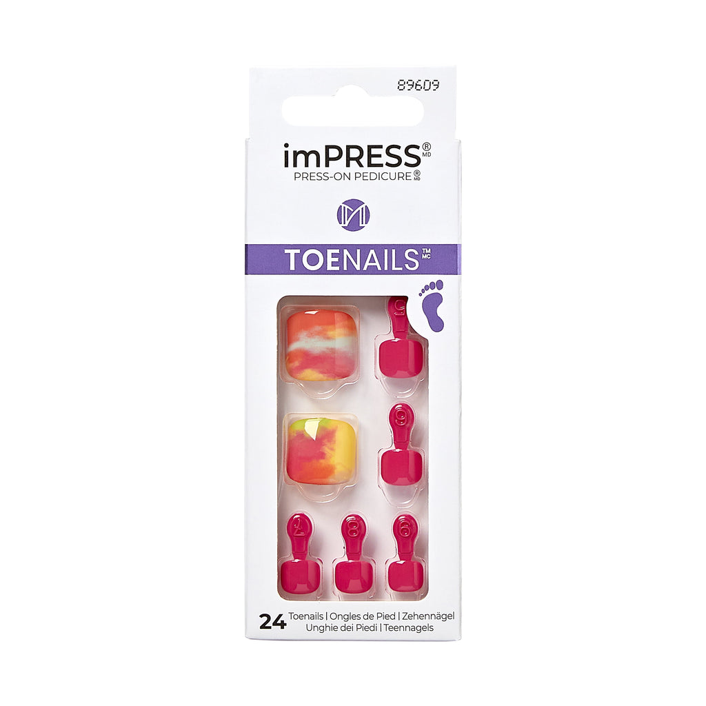 KISS imPRESS Square Press-On Toenails, Pink, 24 Pieces